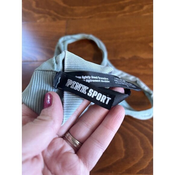 Victoria Secret PINK Seamless Lightly Lined Green Stretch Sports Bra L - Picture 4 of 7